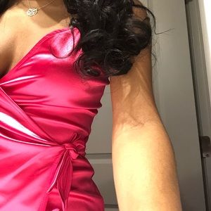 H&M Hot Pink Satin Dress with tie